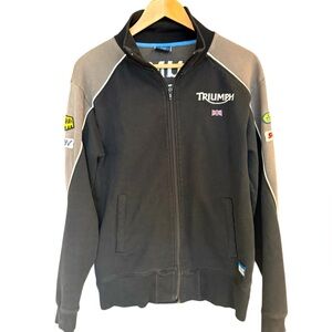 Triumph S Good used VINTAGE Black and Gray sweatshirt with jacket vibe patched